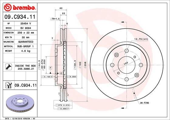 Brembo 09.C934.11 - Тормозной диск parts5.com