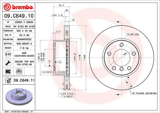 Brembo 09.C649.11 - Тормозной диск parts5.com