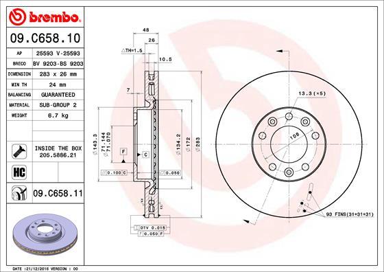 Brembo 09.C658.11 - Тормозной диск parts5.com