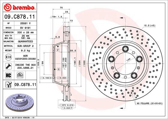 Brembo 09.C878.11 - Тормозной диск parts5.com