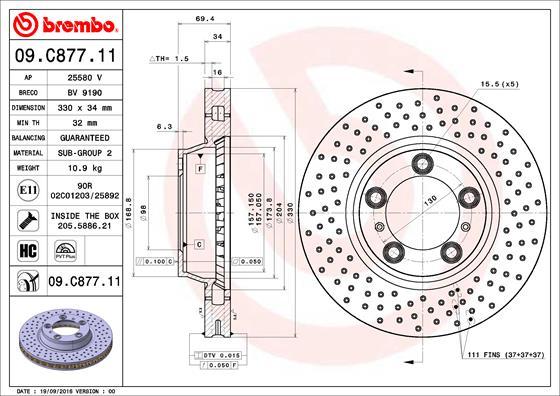 Brembo 09.C877.11 - Тормозной диск parts5.com