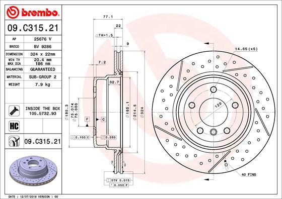 Brembo 09.C315.21 - Тормозной диск parts5.com