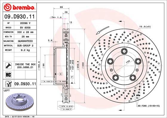 Brembo 09.D930.11 - Тормозной диск parts5.com