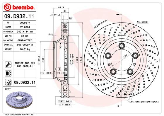 Brembo 09.D932.11 - Тормозной диск parts5.com