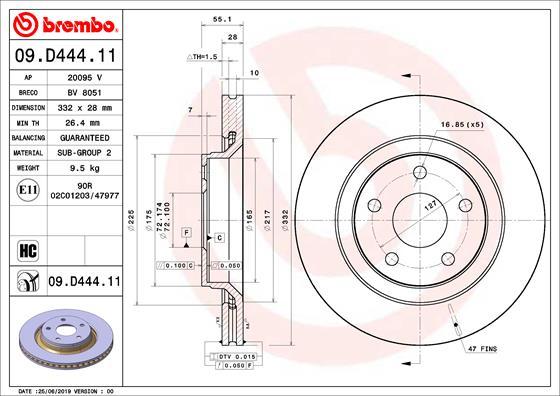 Brembo 09.D444.11 - Тормозной диск parts5.com