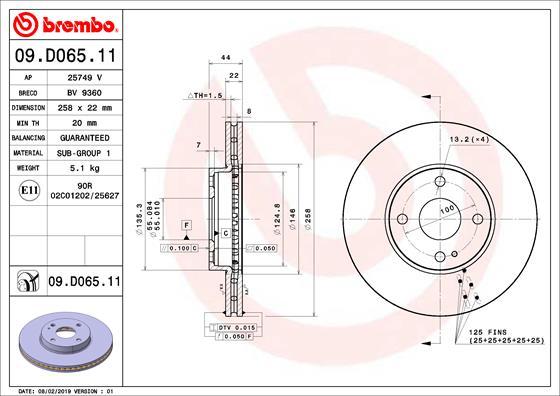 Brembo 09.D065.11 - Тормозной диск parts5.com