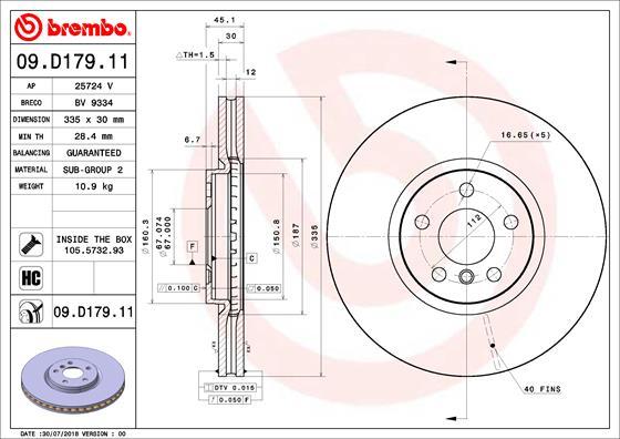 Brembo 09.D179.11 - Тормозной диск parts5.com