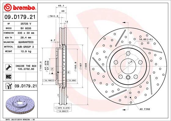 Brembo 09.D179.21 - Тормозной диск parts5.com