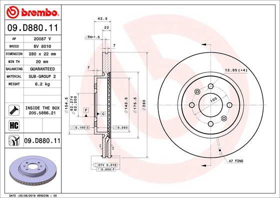 Brembo 09.D880.11 - Тормозной диск parts5.com