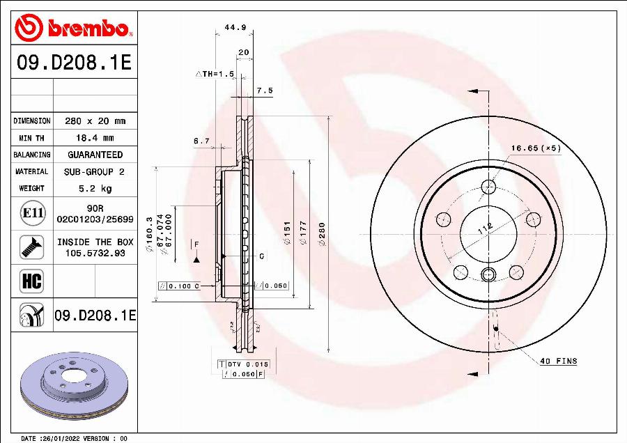 Brembo KT 08 011 - Дисковый тормозной механизм, комплект parts5.com