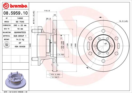 Brembo 08.5959.10 - Тормозной диск parts5.com