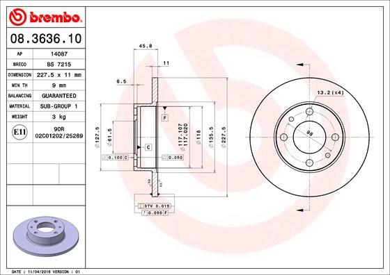 Brembo 08.3636.10 - Тормозной диск parts5.com