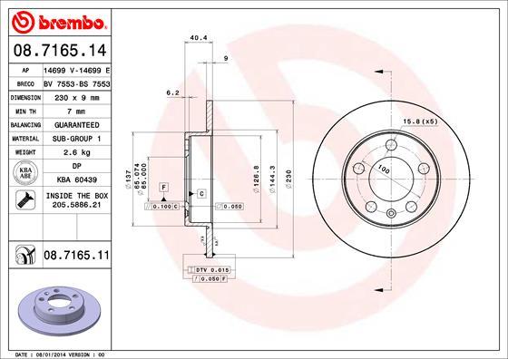 Brembo 08.7165.11 - Тормозной диск parts5.com