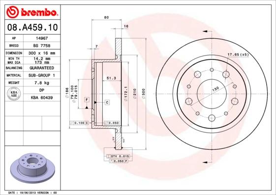 Brembo 08.A459.10 - Тормозной диск parts5.com