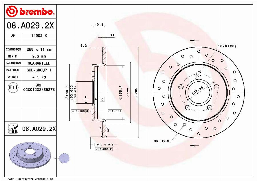 Brembo 08.A029.2X - Тормозной диск parts5.com