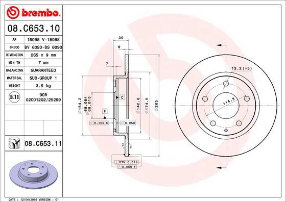 Brembo 08.C653.11 - Тормозной диск parts5.com