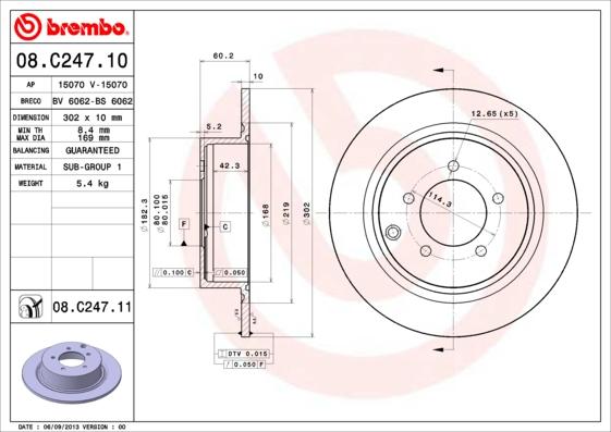 Brembo 08.C247.11 - Тормозной диск parts5.com