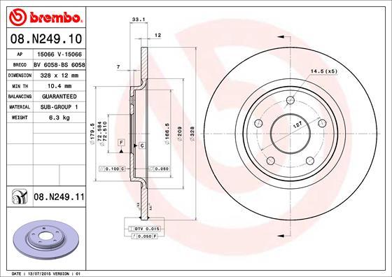 Brembo 08.N249.11 - Тормозной диск parts5.com