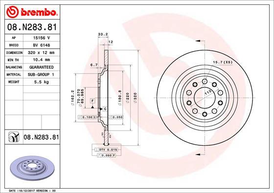 Brembo 08.N283.81 - Тормозной диск parts5.com