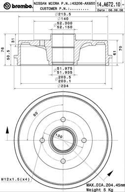 Brembo 14.A672.10 - Brake Drum parts5.com