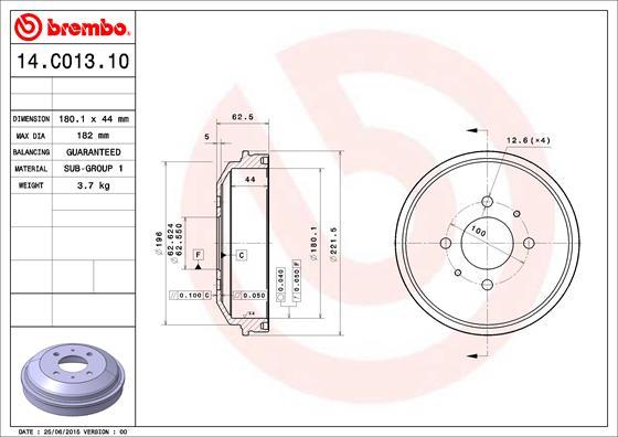 Brembo 14.C013.10 - Тормозной барабан parts5.com