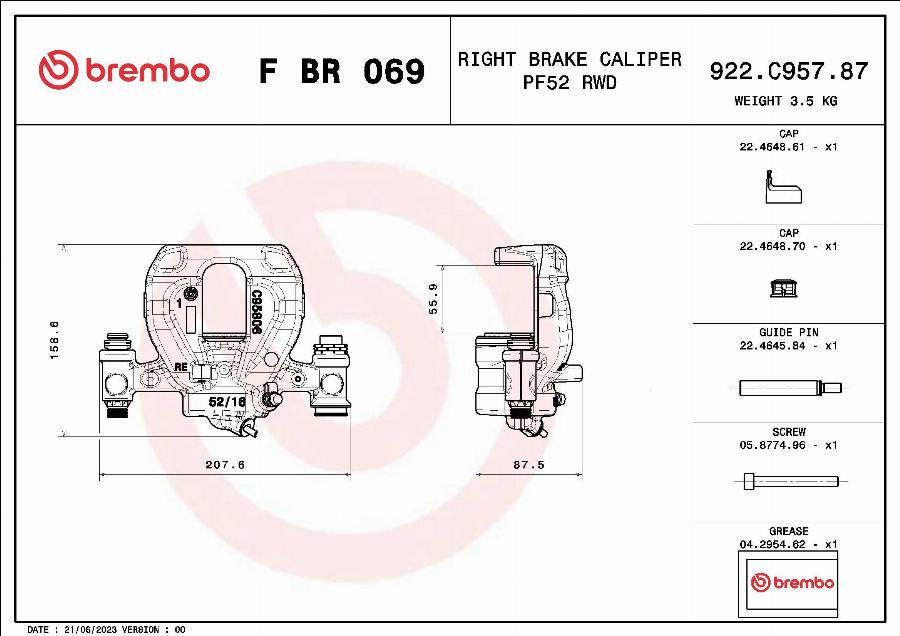 Brembo F BR 069 - Тормозной суппорт parts5.com