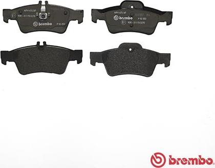 Brembo P 50 052 - Тормозные колодки, дисковые, комплект parts5.com