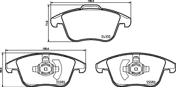 Brembo P 24 211 - Тормозные колодки, дисковые, комплект parts5.com