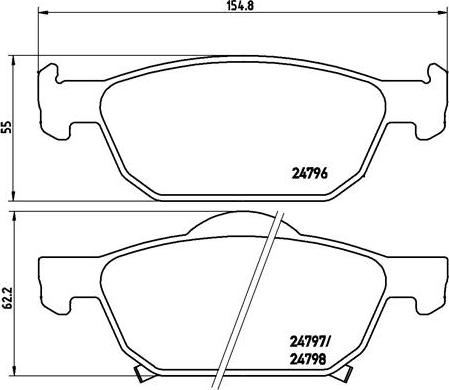 Brembo P 28 044 - Тормозные колодки, дисковые, комплект parts5.com