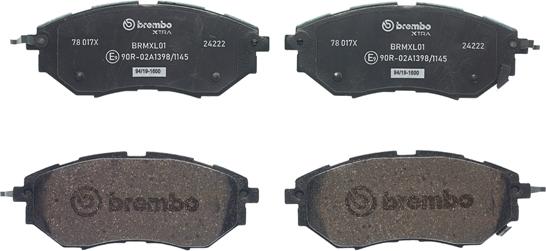 Brembo P 78 017X - Тормозные колодки, дисковые, комплект parts5.com