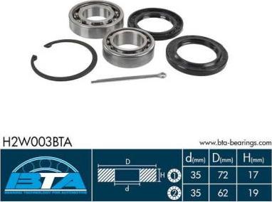 BTA H2W003BTA - Комплект подшипника ступицы колеса parts5.com