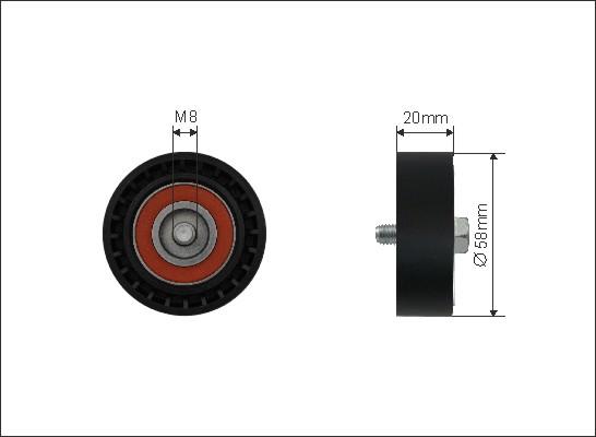 Caffaro 435-00 - Deflection / Guide Pulley, v-ribbed belt parts5.com