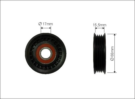 Caffaro 158-00 - Deflection / Guide Pulley, v-ribbed belt parts5.com