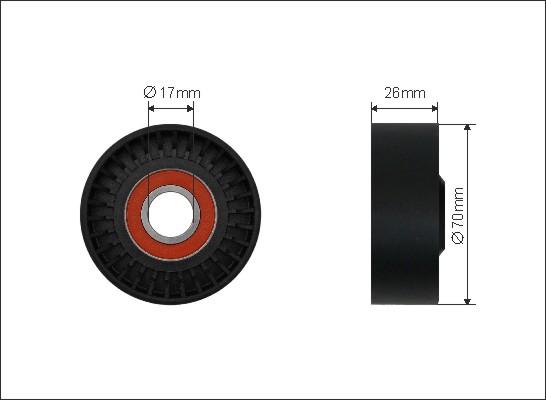 Caffaro 114-00 - Deflection / Guide Pulley, v-ribbed belt parts5.com