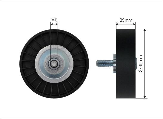 Caffaro 12-16 - Deflection / Guide Pulley, v-ribbed belt parts5.com