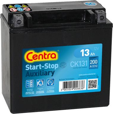 CENTRA CK131 - Стартерная аккумуляторная батарея, АКБ parts5.com