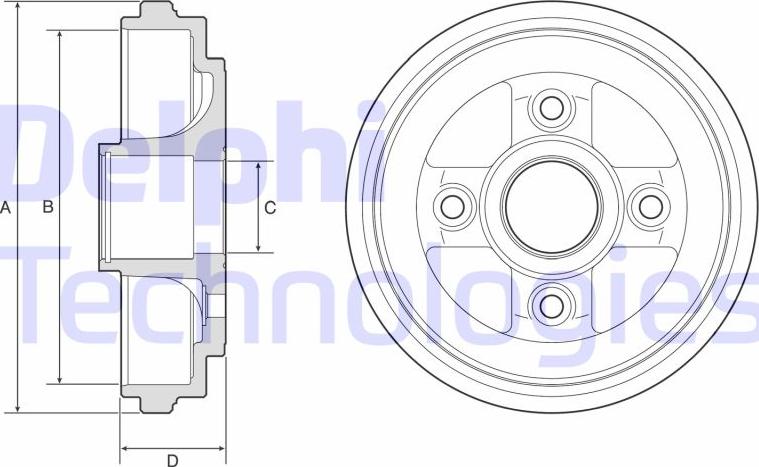 Delphi BF584 - Тормозной барабан parts5.com