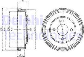 Delphi BF208 - Тормозной барабан parts5.com