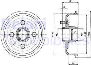 Delphi BF229 - Тормозной барабан parts5.com