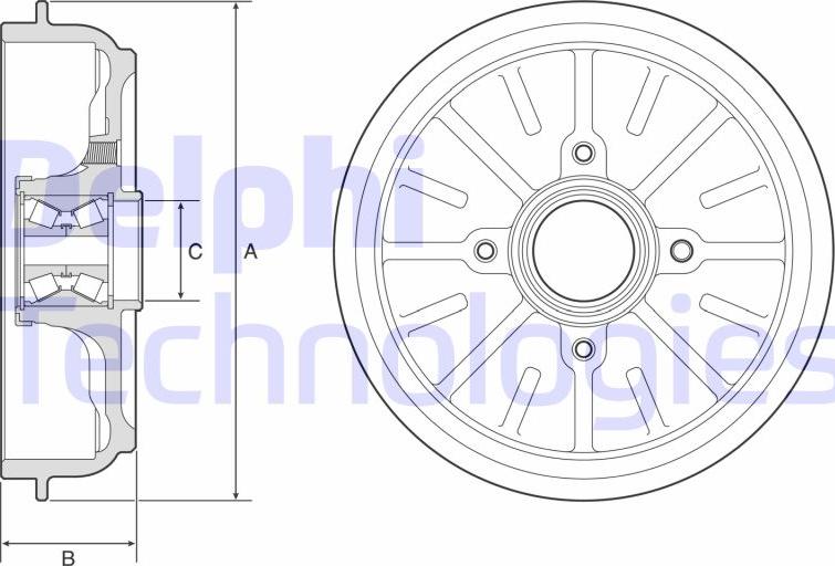 Delphi BFR576 - Тормозной барабан parts5.com