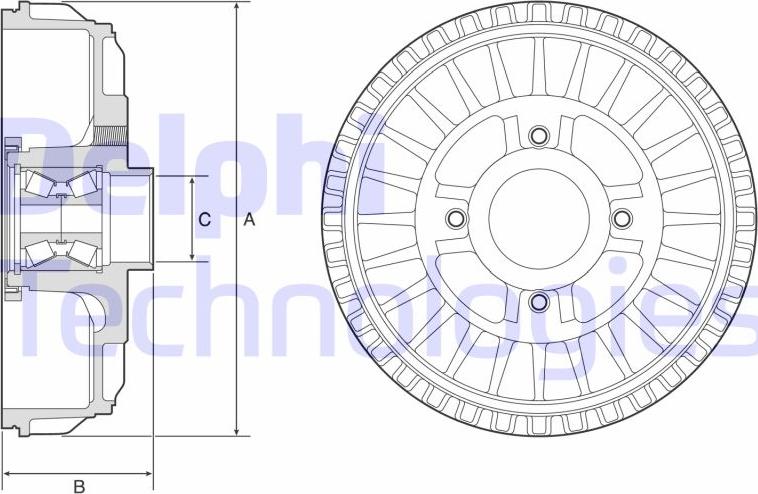 Delphi BFR621 - Тормозной барабан parts5.com