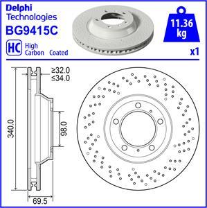 Delphi BG9415C - Тормозной диск parts5.com