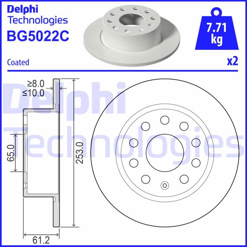 Delphi BG5022C - Тормозной диск parts5.com