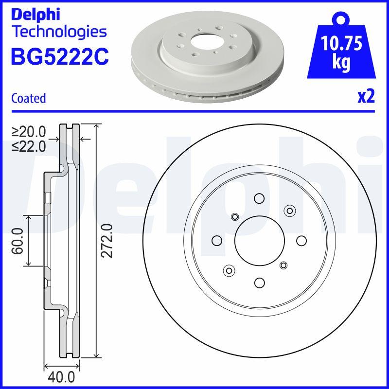 Delphi BG5222C - Тормозной диск parts5.com