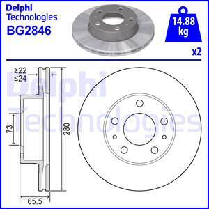 Delphi BG2846 - Тормозной диск parts5.com