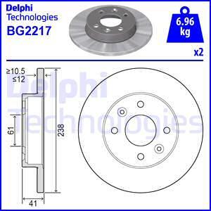 Delphi BG2217 - Тормозной диск parts5.com