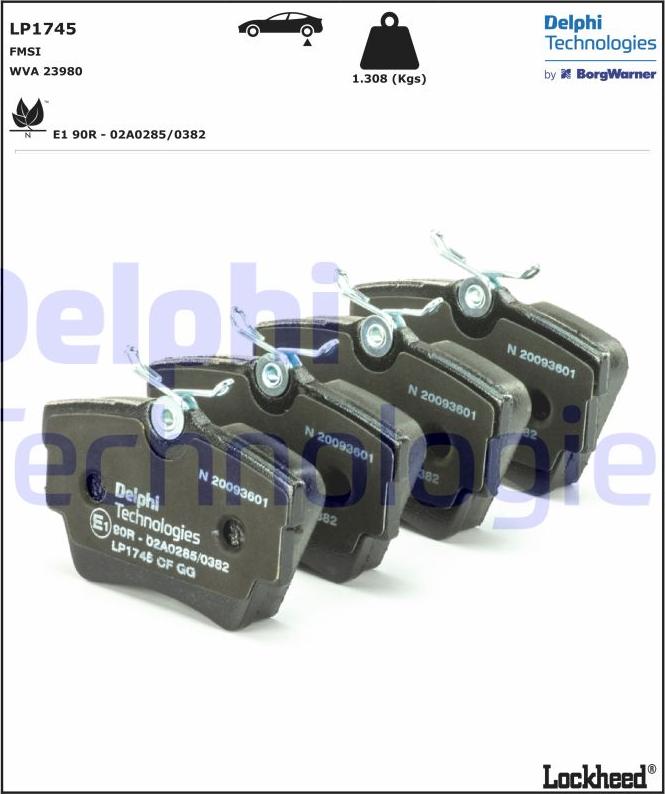 Delphi LP1745 - Тормозные колодки, дисковые, комплект parts5.com