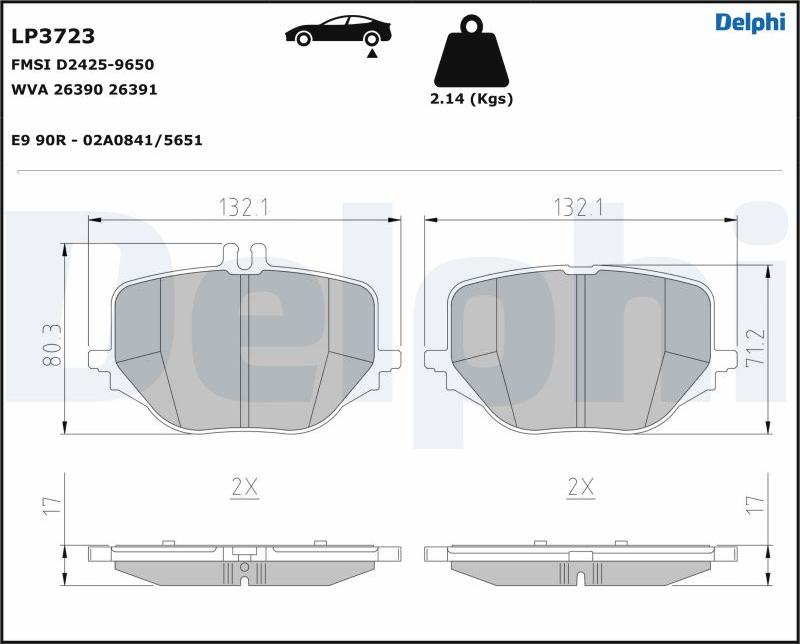 Delphi LP3723 - Тормозные колодки, дисковые, комплект parts5.com