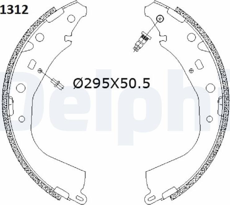 Delphi LS2187 - Комплект тормозных колодок, барабанные parts5.com