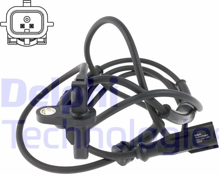 Delphi SS21258-12B1 - Sensor, wheel speed parts5.com